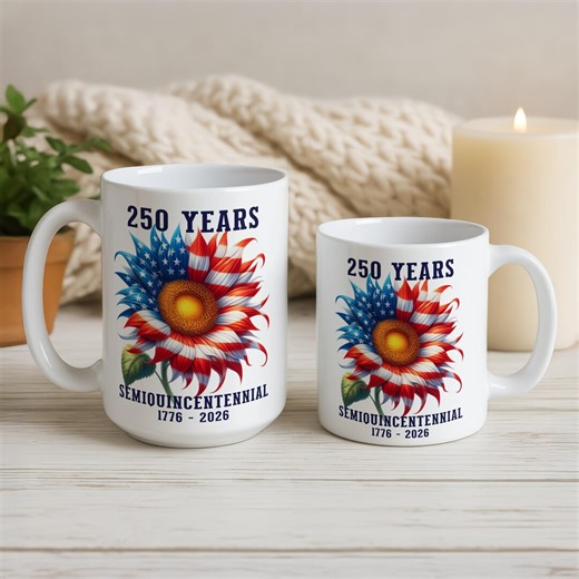 America 250 Sunflower Mug, Patriotic USA Coffee Cup, Semiquincentennial 1776-2026 Gift - Etsy Australia