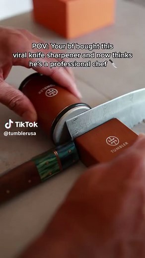 The #1 Knife Sharpener For Self-Taught Perfectionists. Tumbler gives you razor-sharp precision in minutes. Let’s roll 😎 #KnifeSharpening #DIY #GiftGuide #TumblerUSA