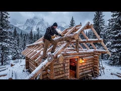 Building a Warm Winter Cabin (ASMR) — This Man Built It Alone