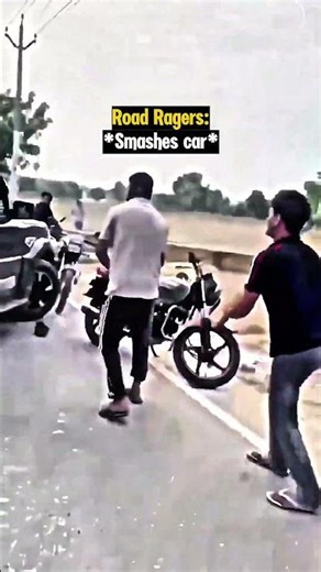 Road Raging Bikers Smashes Car