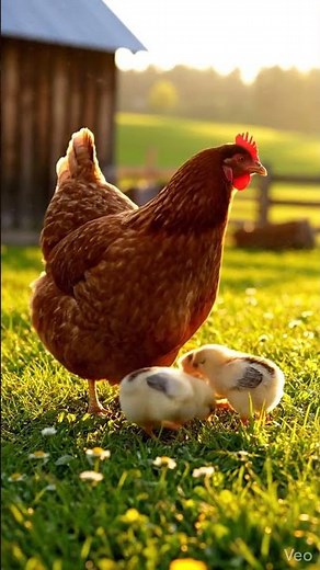 Mother Hen and Cute Chicks #birds #MotherHen #BabyChicks #CuteAnimals #FarmLife #Animals #Nature