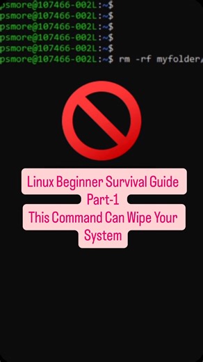 The TipsMore on Instagram: "Linux Beginner Survival Guide Part1 This Command Can Wipe Your System #linux #programming #coding #sysadmin #techreels"