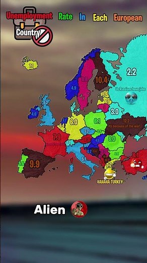 Unemployment rates in each European country