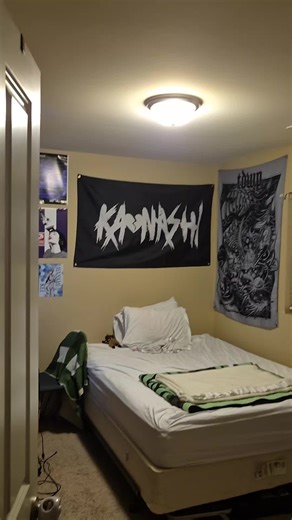 room tour!! moved out of my parents last month and I love my cozy lil room drenched in band merch #metalcore #hardcore #screamo #roomtour