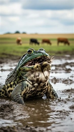 A hedgehog attacking a frog with its thorns