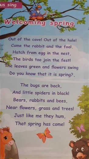 welcoming spring rhymes,3rd std english rhymes,poem,#readingparrot,#youtube,#shorts