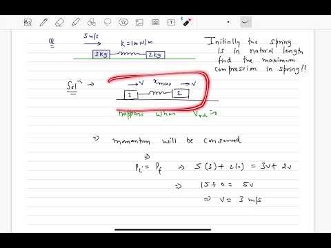 "Determining Maximum Compression of a Spring in a Two-Block System"