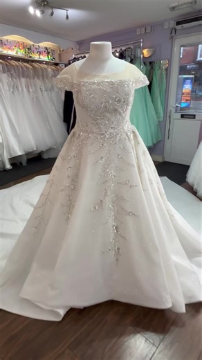 Our new arrival, the very sparkly Lumi 💜 £1595 💜 Available to order in to your measurements so little to no alterations required 💜 www.aboutabrideplussize.co.uk | About a Bride Plus Size