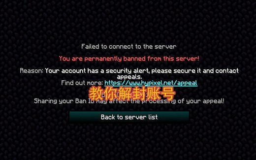 【详细教程】HYPIXEL被误封？教你如何解封账号！