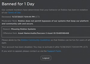 False Roblox ban appeals being rejected