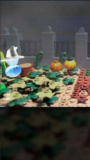 LEGO Stone Fence and Pumpkin Patch spooky night MOC - Happy Halloween! - Stop motion Speed Build