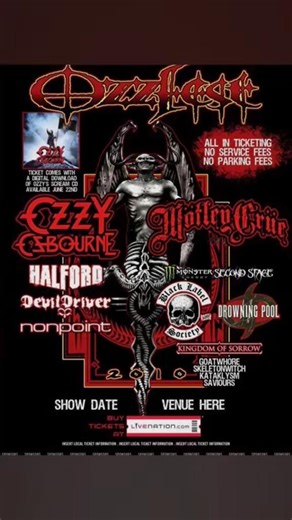 Ozzfest 2010 Press Announcement, on this day, April 30th. #ozzyforever