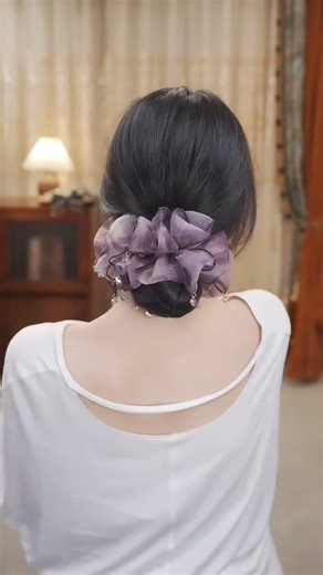 This "flower bud" low bun hairstyle is so soothing! #HairAccessories #HairstyleTutorial