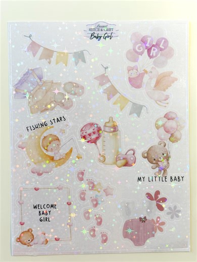 Baby Girl Stickers | Nursery | Holographic - Etsy