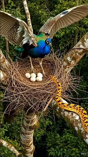 Peacock vs. Python: A Mother's Ultimate Sacrifice for Her Eggs! 🐍😱