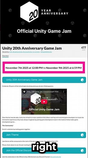 Unity 20th Anniversary Game Jam Is Coming! 🎉