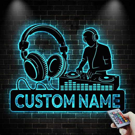 Custom DJ Metal Sign With Led Light, Personalized DJ Name Sign, DJ Wall Art, Music Room Decor, Gift for Music Lovers - Etsy