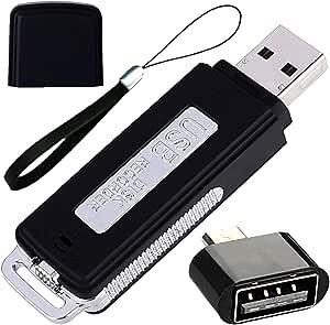 Digital Voice Audio Recorder - USB Voice Recorder - No Flashing Light While Recording - Sound Recording Device for Lectures - 15 Hours Battery Life - Dictaphone, 8GB, Mini Grabadora de Voz