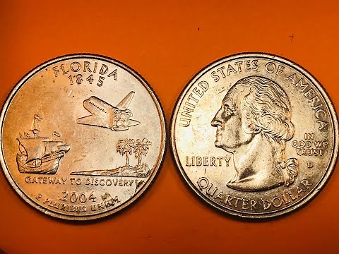 2004 US Quarter - State of Florida - Rare $ Silver - #27 State Quarter Series Coins - United States
