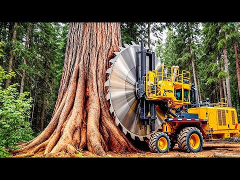 Extreme Dangerous Fastest Big Chainsaw Cutting Tree Machines | Monster Stump Removal Excavator #1