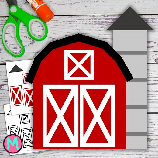 Barn and Silo Craft Template: Cut and Glue Farm Activity (PDF) - Etsy