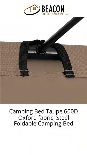 Camping Bed Taupe 600D OXford fabric Steel Foldable Camping Bed