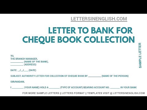 Authorization Letter To Bank for Cheque Book Collection - Letter to Bank | Letters in English