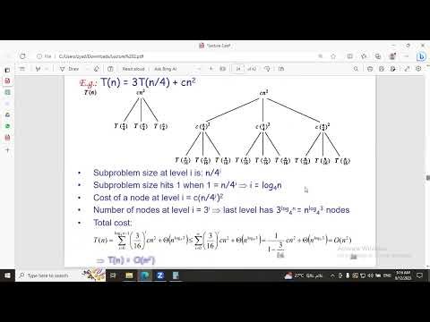 3 - lec2_algorithms Recursion tree method تحليل الخوارزميات بطريقة الشجرة شرح مبسط