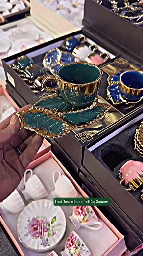 7.7K views · 11K reactions | Imported Leaf Design Cup Saucer Set (6...