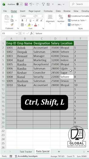 Excel Insert Blank Row After Each Entry 🔥 #excel #exceltips ‪@GlobalComputerWorld‬