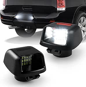 Bestview LED License Plate Light Lens Tag Lights Rear Lamp with Socket Wire Harness Assembly Replacement for Nissan Frontier 2007-2019，Armada Titan Xterra Suzuki Equator Pickup Truck, 2 PCS