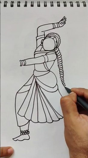 How to draw quick simple and easy drawing of a beautiful Bharatnatyam dancer/Indian classical dancer