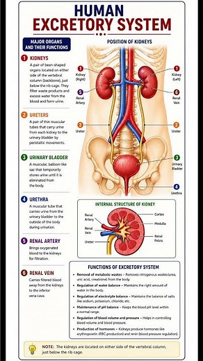 🩺 Human Excretory System Explained | Kidney, Ureter, Urinary Bladder & Urethra | Biology Diagram
