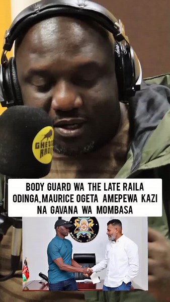 Bodyguard wa the late Raila Odinga, Maurice Ogeta amepewa kazi na Gavana wa Mombasa! Mombasa County Governor Abdulswamad Nassir has appointed the late Raila Odinga’s trusted bodyguard, Maurice Ogeta, to serve as Advisor for Security Affairs in the Mombasa County Government. #Brekko | Ghetto Radio 89.5