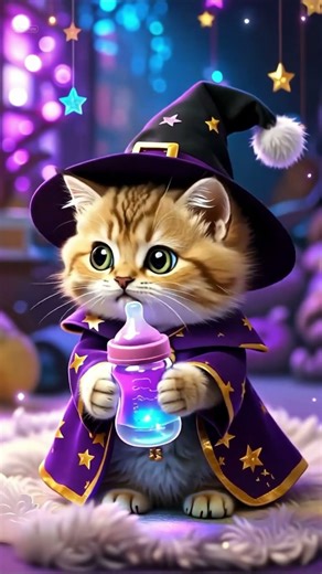 The Magical Wizard Cat With His Milk Bottle ✨🍼🐱 #WizardCat #MagicCat #AICat #CatShorts #CuteCat