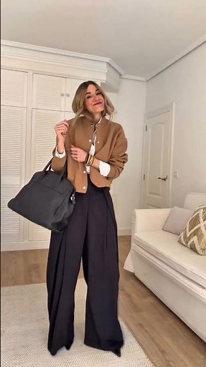 Look De Entretiempo: Pantalones Holgados, Camisa Y Botas Negras #fashiontrends #outfitideas #ootd