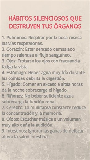 Hábitos silenciosos que destruyen tus órganos