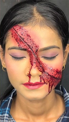 SFX makeup tutorial 🩸🩸 | prosthetic makeup | special effects makeup | fake wound | horror makeup