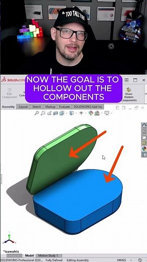 Hollow Box in SolidWorks #shell #incontext #assembly #parts #hinge #design