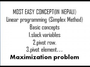 Linear programming problem(Simplex method) (Maximization problem) [Nepali]