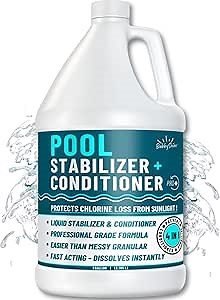 Pool Stabilizer - Cyanuric Acid Pool Stabilizer, Liquid Chlorine Stabilizer for Pool Chemicals, Swimming Pool Conditioner Stabilizer, Pool Stabilizer for Salt Pool & Chlorine, 1 Gallon