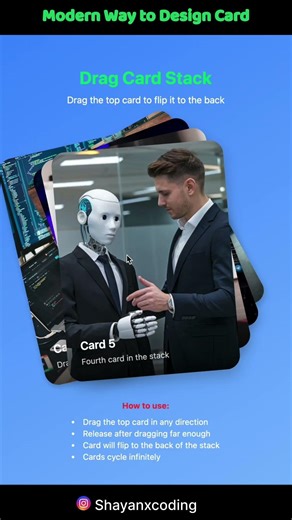 I Built a Flip Card UI in React 🤯 | Drag to Flip Animation #coding #shayanxcoding