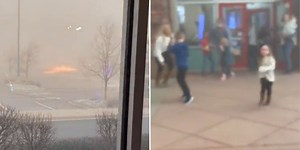 Video of families fleeing a Chuck E. Cheese because of wildfire compared to a disaster movie