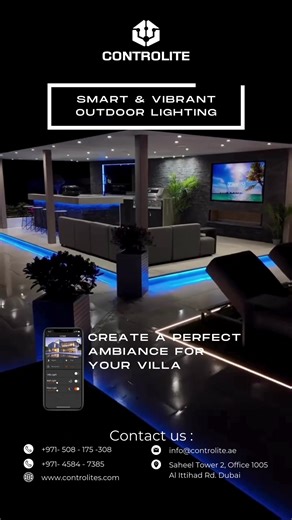 Smart and Vibrant Outdoor lighting 📞 971508175308 Call ☎️ 04 584 7385 Email 📧 Info@controlite.ae #controlite_integrated_systems #smarthometechnology #homeautomationsystems #smartlivingsolutions #homeautomation