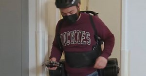 Father builds exoskeleton robot for son to walk normally for the first time in life [WATCH]