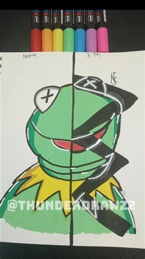 Drawing Kermit The Frog Normal 🆚 X-Ray #Shorts