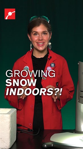 Museum of Science on Instagram: "Can snowflakes grow from vapor in real time? ❄️ In this science demo, Museum Educator Kim uses liquid nitrogen to recreate “deposition”, the process where water vapor turns directly into ice crystals without becoming liquid first. Watch snow grow before your eyes as branching tendrils of ice form! #ScienceExperiment #Snow #LiquidNitrogen #Winter #Chemistry"
