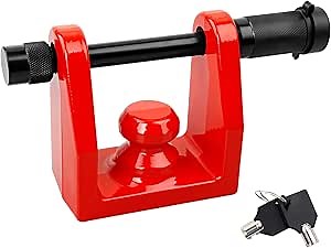 HQPASFY TL-20 Hitch Lock Fits for Bulldog Style Couplers, Hitch Coupler Lock with Pin Lock, Heavy-Duty Trailer Hitch Lock for Bulldog Style Couplers - Red