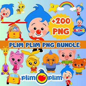 Plim Plim Clipart Bundle  220 Images PNG, Digital Stickers, Instant Digital Download, Water Background, the PLIM PLIM Clown and His Friends - Etsy
