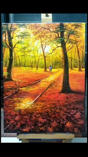 Acrylic painting of autumn park scene. 🎨🖌️ . #art #nature #fb #painting #highlight | Jun Das